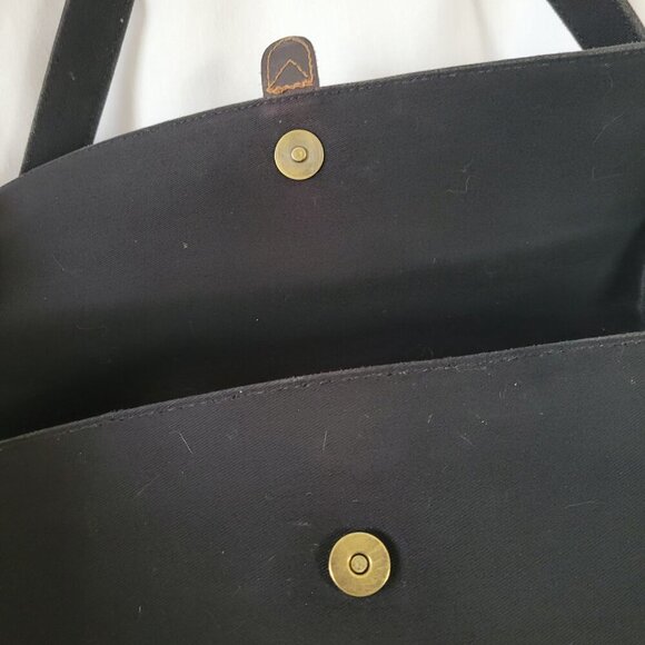 Lauren Ralph Lauren Bag Black Canvas Messenger Single Strap Y2k Academia Preppy - Picture 4 of 12